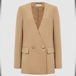 Reiss Margeaux Collarless Double Breasted Blazer
